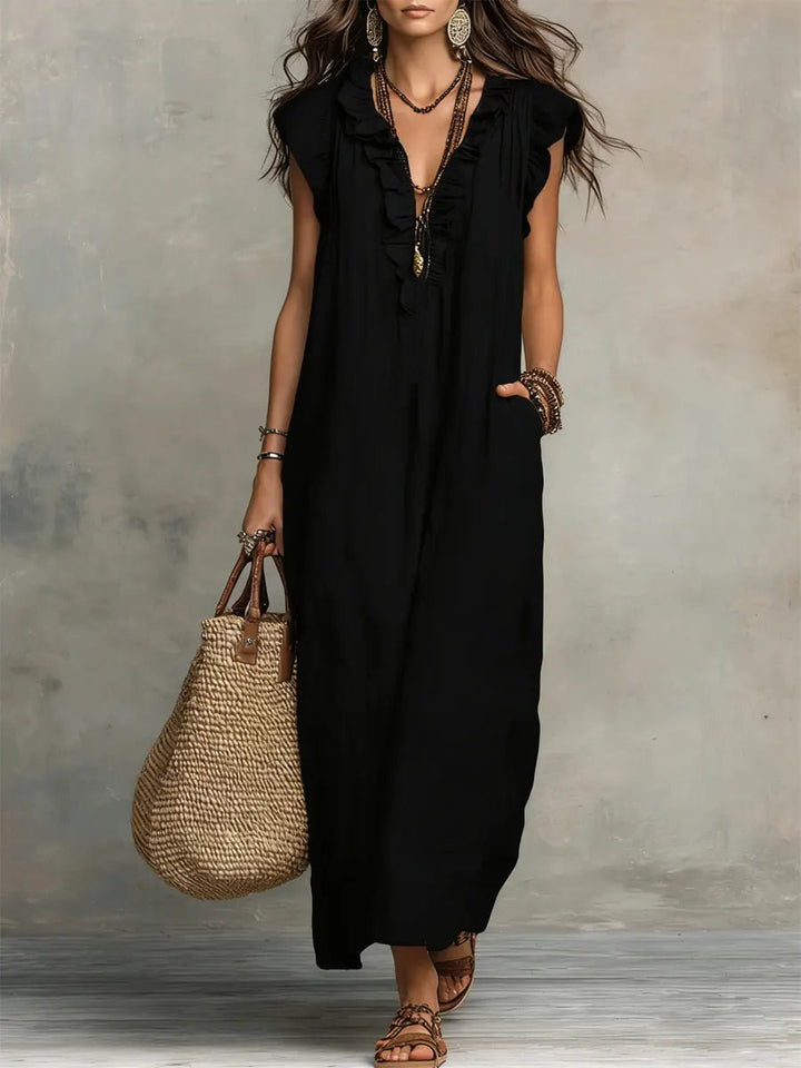 Uanavi | Long Bohemian Style Linen Dress