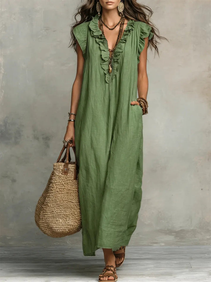 Uanavi | Long Bohemian Style Linen Dress