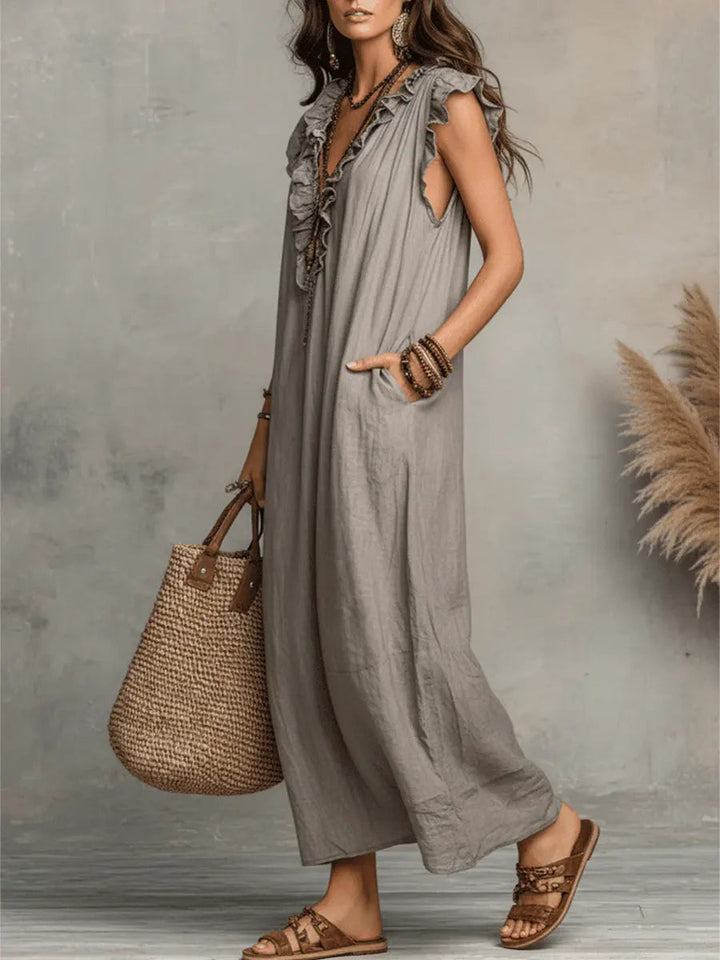 Uanavi | Long Bohemian Style Linen Dress