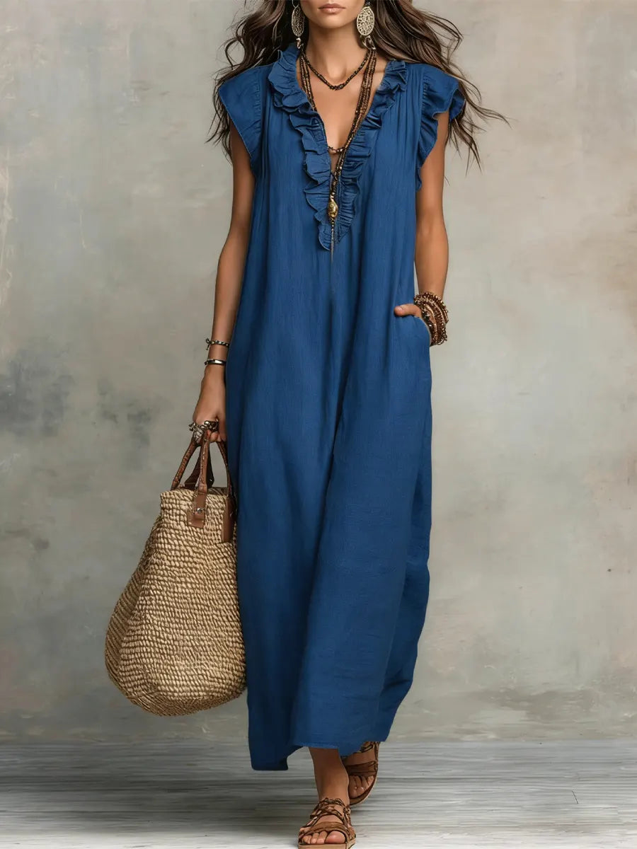 Uanavi | Long Bohemian Style Linen Dress