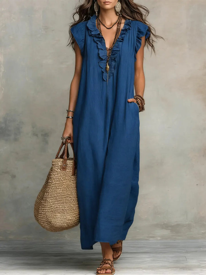 Uanavi | Long Bohemian Style Linen Dress
