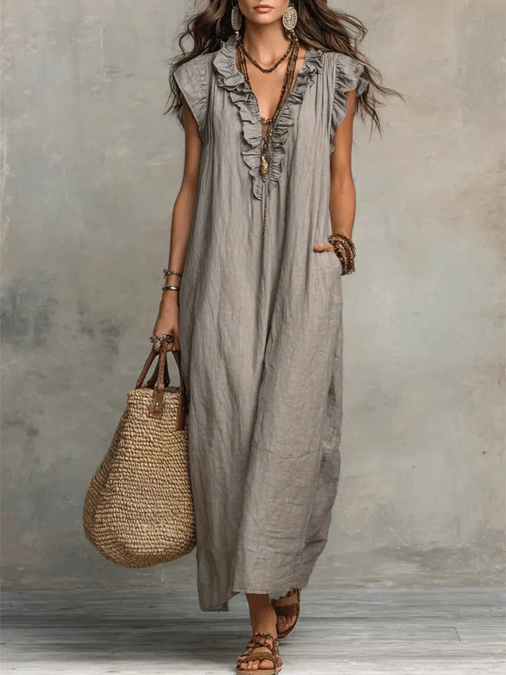 Uanavi | Long Bohemian Style Linen Dress