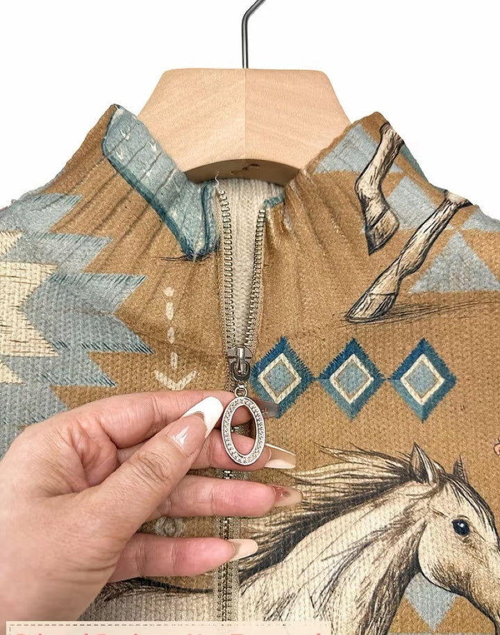 Perpetua | Desert Print Zip Cardigan