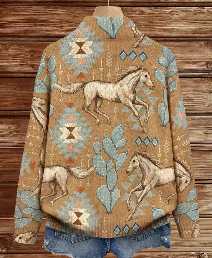 Perpetua | Desert Print Zip Cardigan