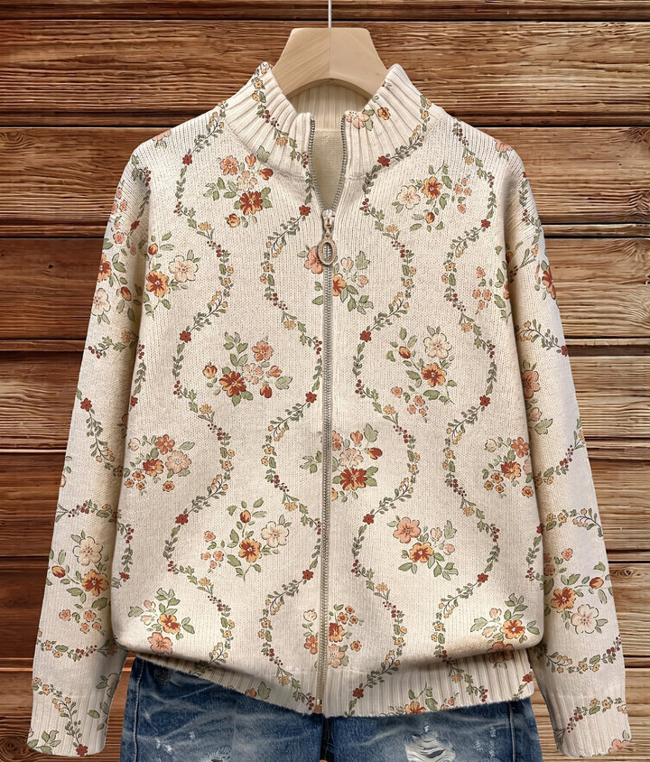 Persephone | Floral Vine Zip Cardigan