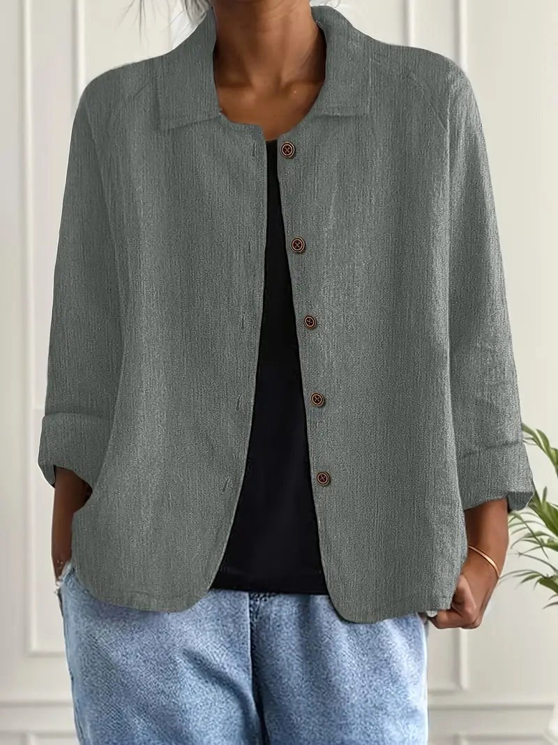 Amabilia | Sage Grey Crinkle Blouse