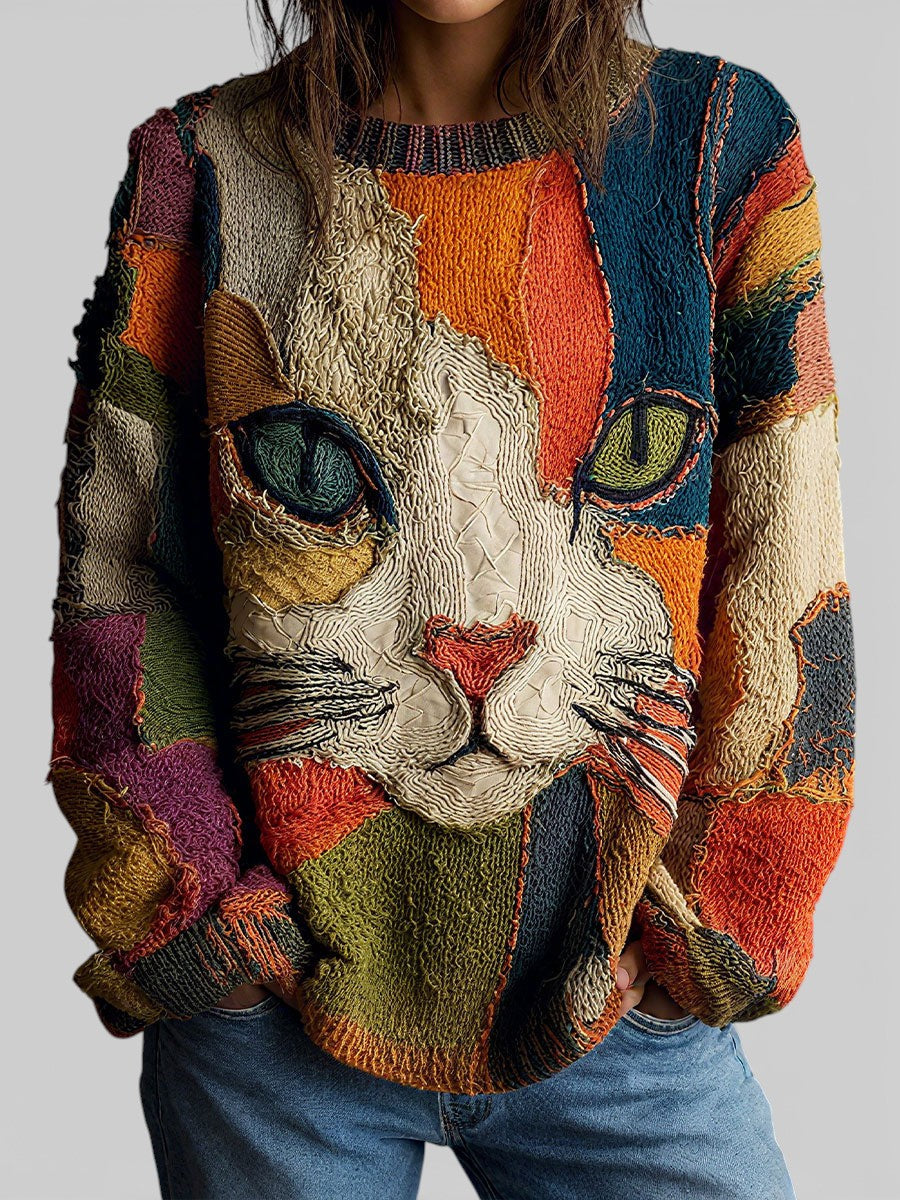 Zaira | Cat-Print Artistic Top