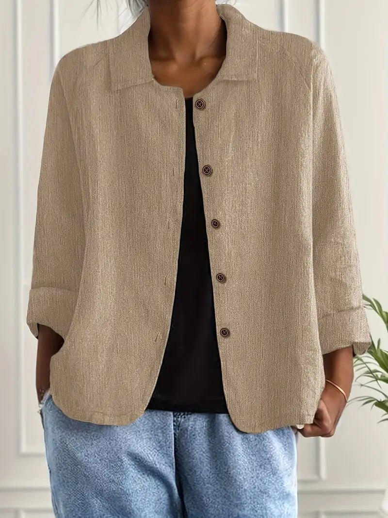 Adelheid | Oatmeal Crinkle Blouse