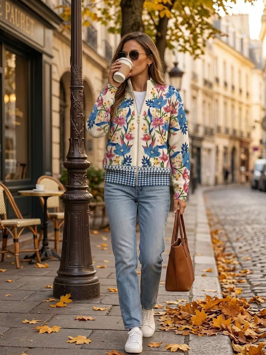 Tabitha | Botanical Floral Zip Cardigan