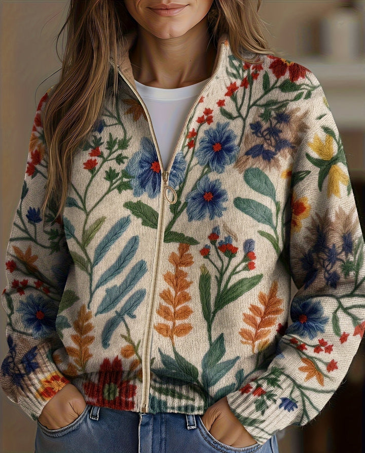 Tabitha | Botanical Floral Zip Cardigan