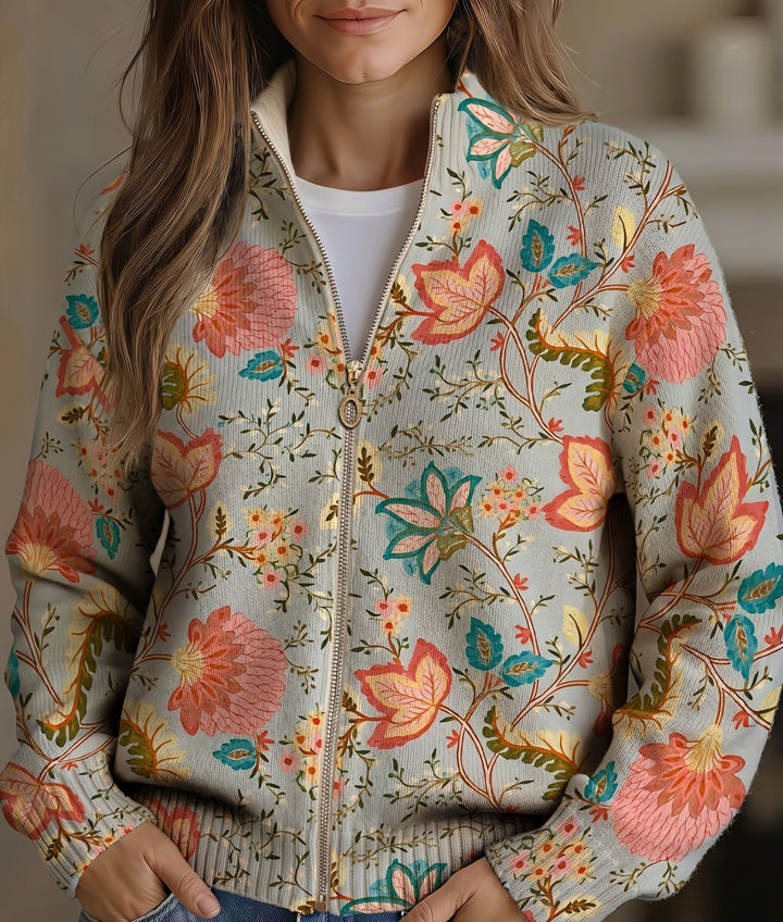 Xanthe | Floral Garden Zip Cardigan
